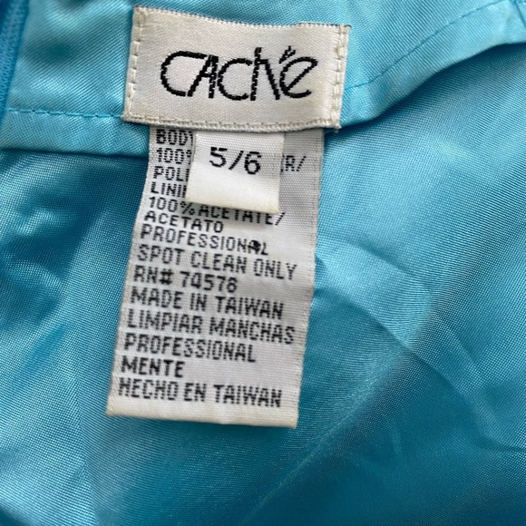 Vintage Y2K Cache Satin Beaded Strapless Long Blue Lace Up Back Dress Size 5/6 - Picture 11 of 12